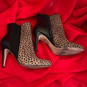 Leopard Print and Black Ankle Boots